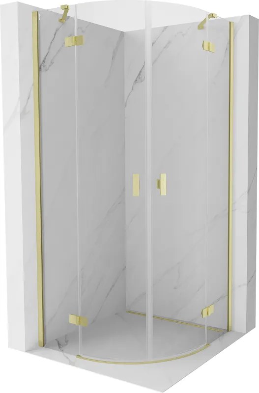 Mexen Mist cabina doccia semicircolare a battente 100 x 100 cm, trasparente, oro spazzolato - 8A33-100-100-55-00