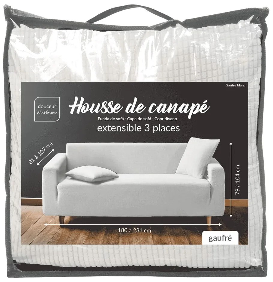 Copridivano color crema con rivestimento elastico per divano a 3 posti Sacha – douceur d'intérieur