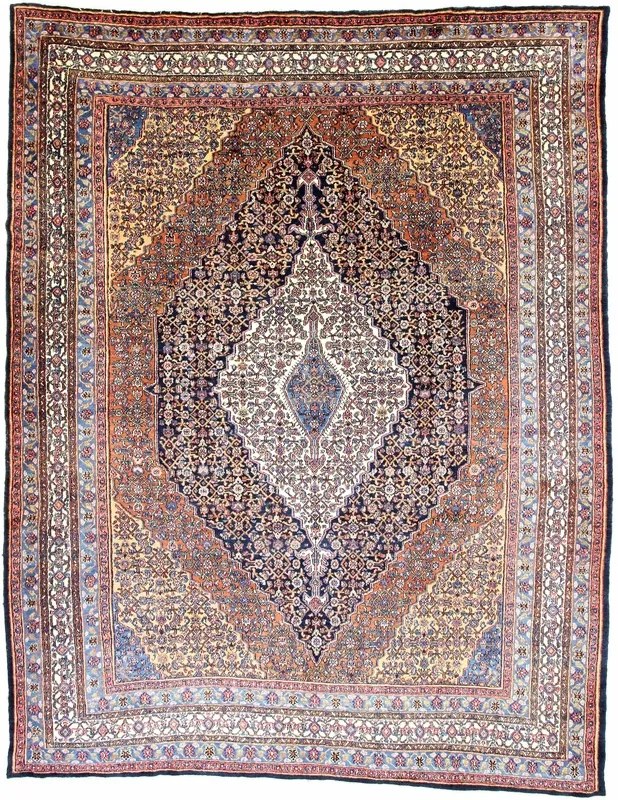 Bidjar Tappeto 280 x 360 Blu (Iran) Annodato A Mano