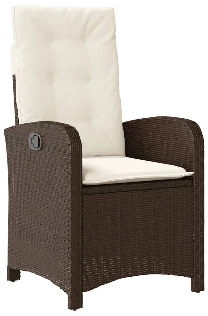Set da pranzo da giardino 7pz con cuscini in polyrattan marrone