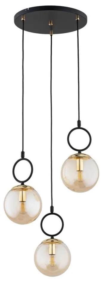 Lampadario a sospensione con filo LISTER 3xE14/10W/230V nero/fumé beige