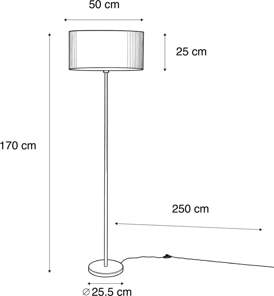 Lampada da terra moderna nera con paralume bouclé beige 50cm - Simplo