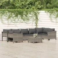 Set Divani da Giardino 8 pz con Cuscini in Polyrattan Grigio 3187303