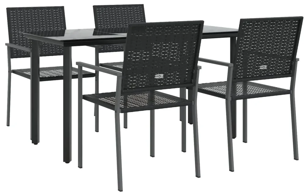 Set da pranzo da giardino 5 pz in polyrattan e acciaio
