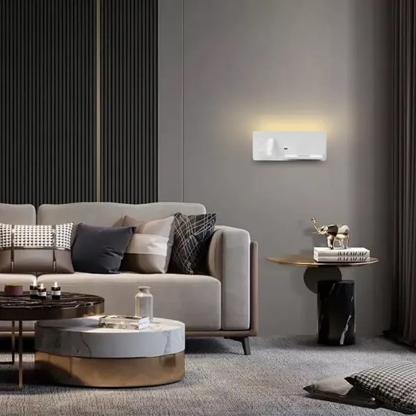 Immax 08285L-LED Applique con ripiano, USB e ricarica wireless LED/3W/230V + LED/3W