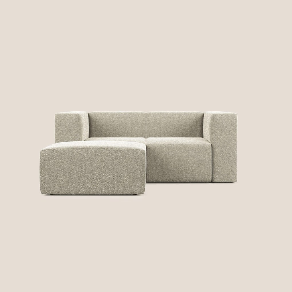 Nettuno divano angolare modulare reversibile e componibile in morbido tessuto bouclè T07 beige
