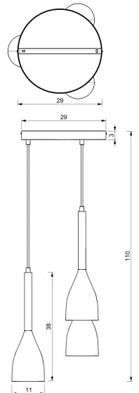 Lampadario a sospensione con filo MUZA 3xE27/60W/230V tondo