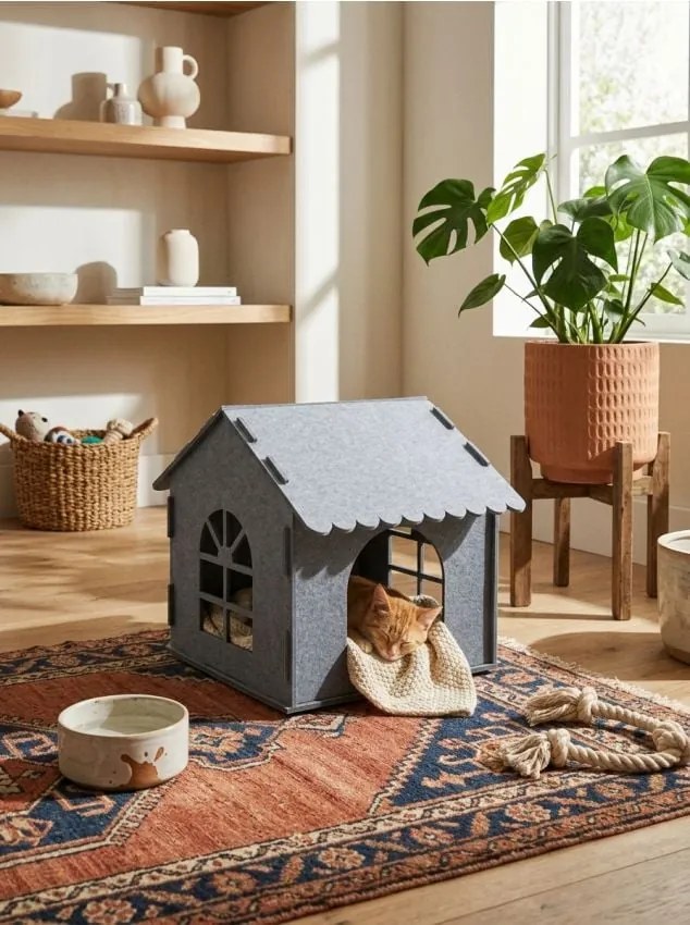 Sinsay - Casetta in feltro per animali - grigio scuro