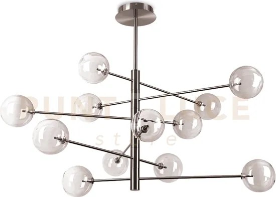 Equinoxe sospensione in vetro fume' e cromo 12 luci attacco g4