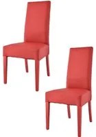 Set 2 sedie Luisa Tommychairs in faggio color rosso, seduta e schienale rivestiti in pelle artificiale rossa