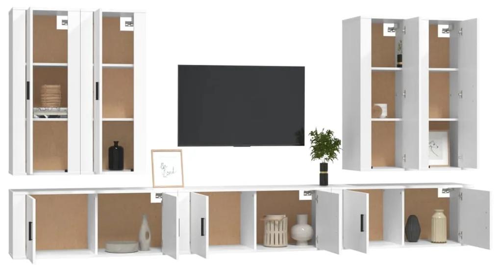 Set di mobili porta tv 7 pz bianco in legno multistrato