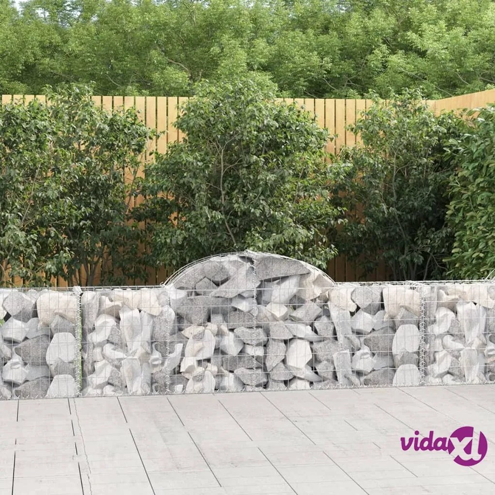 vidaXL Cesti Gabbioni ad Arco 3 pz 200x30x60/80 cm Ferro Zincato