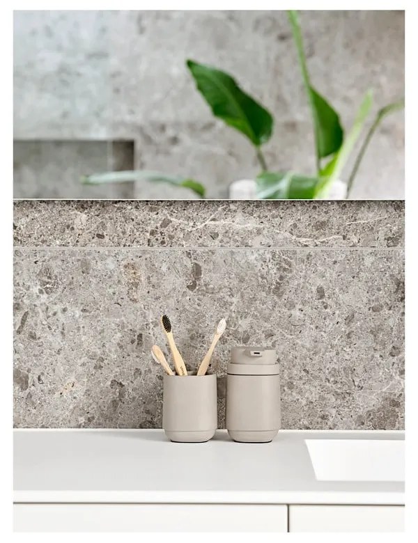 Tazza in cemento beige per spazzolini da denti Time - Zone