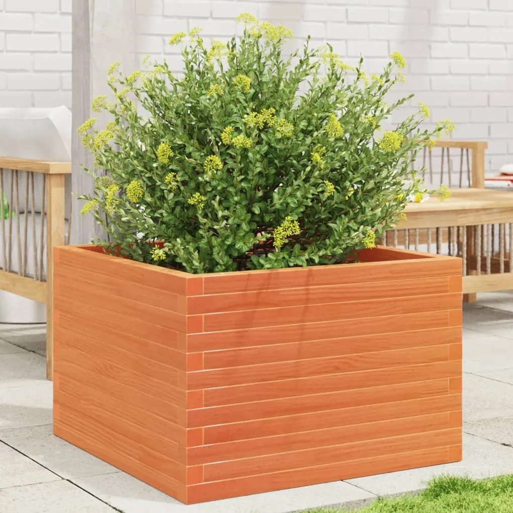Fioriera Giardino Marrone Cera 70x70x46 Cm Legno Massello Pino /