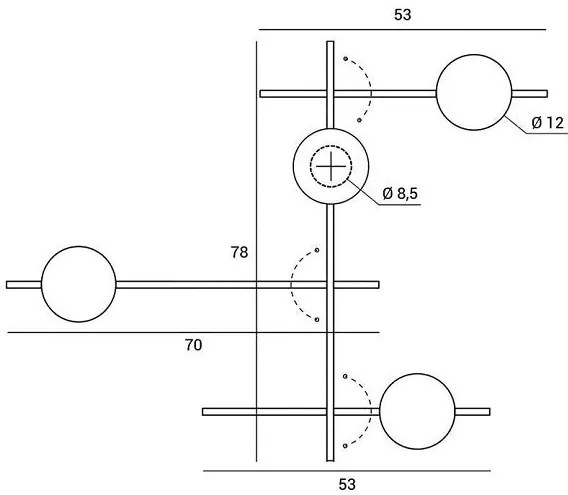 Mikado parete/soffitto 4 luci vetro cosmo