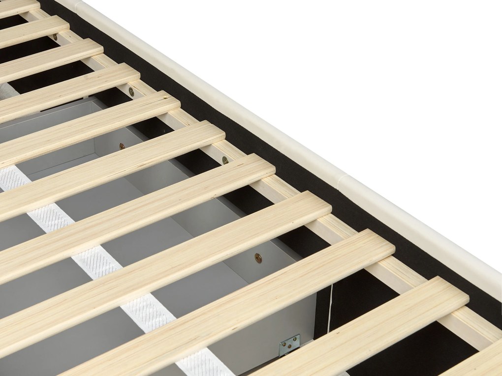 Letto matrimoniale con contenitore velluto crema chiaro 160 x 200 cm LIEVIN Beliani