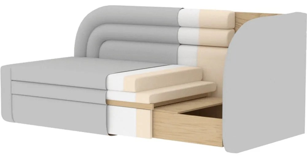 Divano grigio tortora allungabile/con contenitore con penisola a destra con rivestimento in velluto 223 cm Fabillo – ELTAP