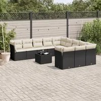 Set Divani da Giardino 12 pz con Cuscini Nero in Polyrattancod mxl 87405