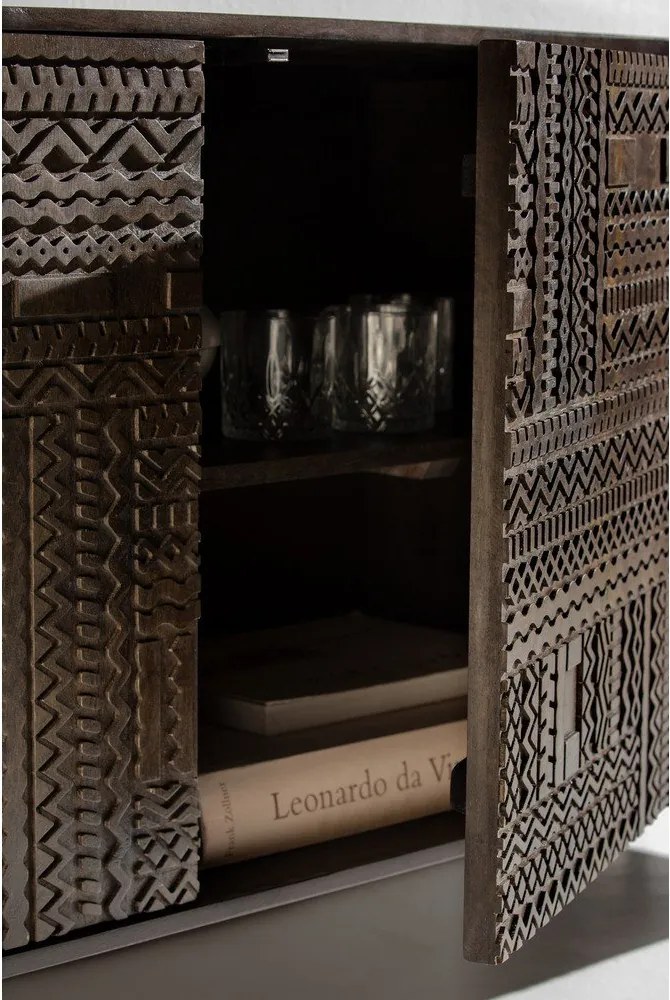 Mobile TV marrone scuro in mango massiccio 145x48x40 cm Kalai – MOME