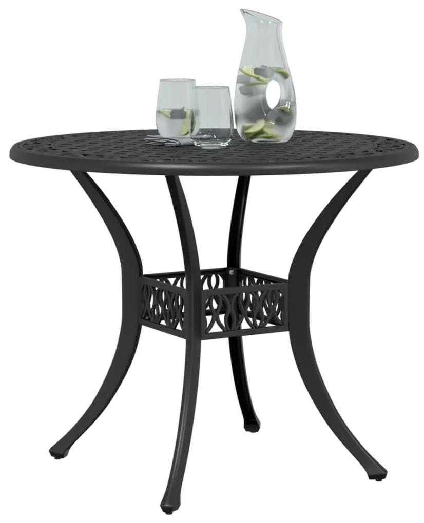 Tavolo da giardino nero Ø90x75 cm in alluminio pressofuso