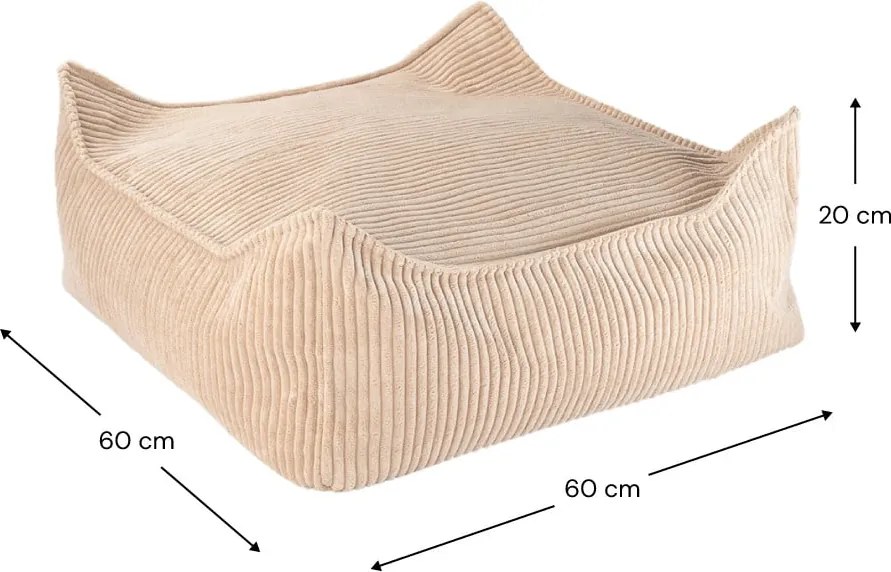 Pouf a sacco per bambini marrone chiaro con rivestimento in velluto a coste Square – Wigiwama