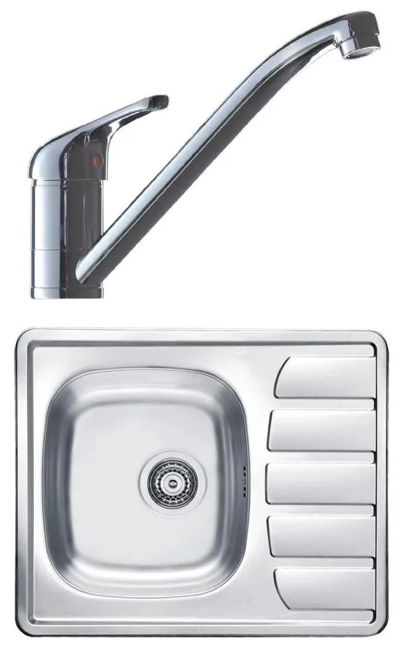 ALVEUS SETA265 - Lavello da cucina ZOOM + miscelatore da cucina RIVIERA 14,8 cm satinato/cromato