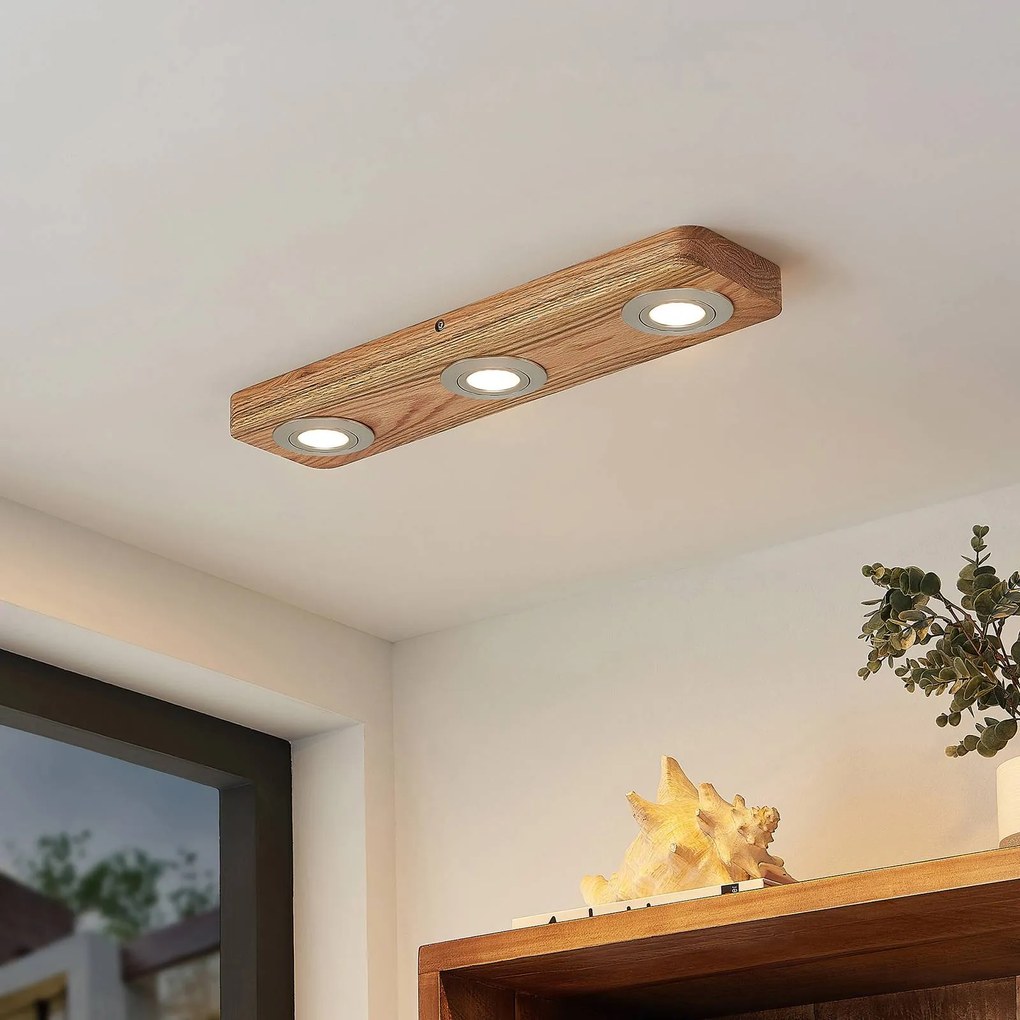 Plafoniera LED Lindby Mikari, 48 cm, legno, orientabile