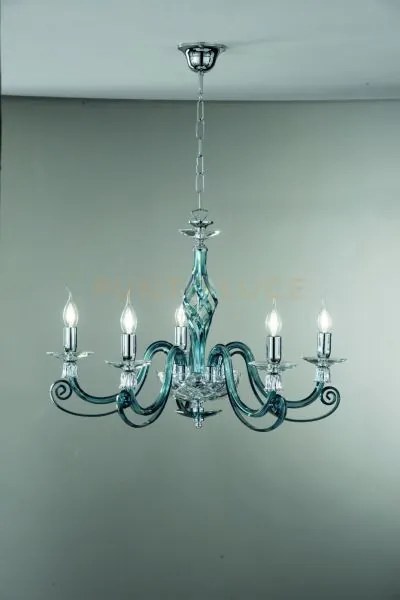 Lampadario 1306 5 luci ottanio e cromo attacco e14 d.76cm