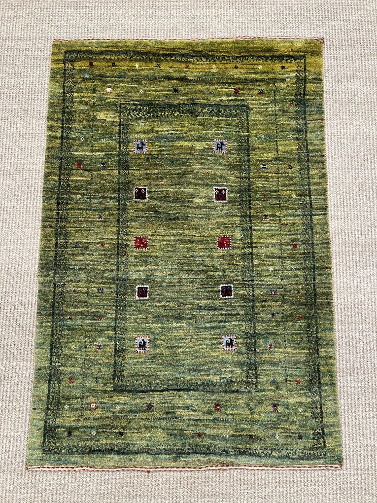 Loribaft Tappeto persiano 70x100 Verde (Iran) Annodato A Mano