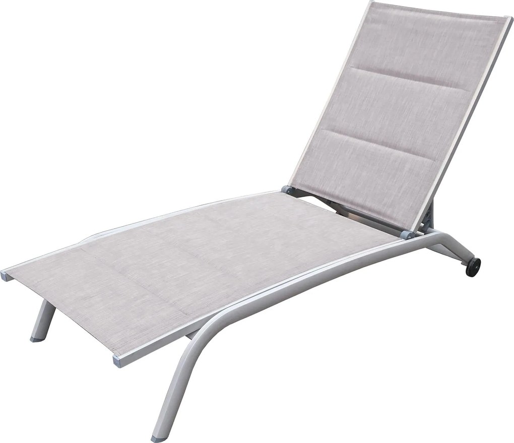 FELES - lettino da giardino impilabile in alluminio e textilene imbottito