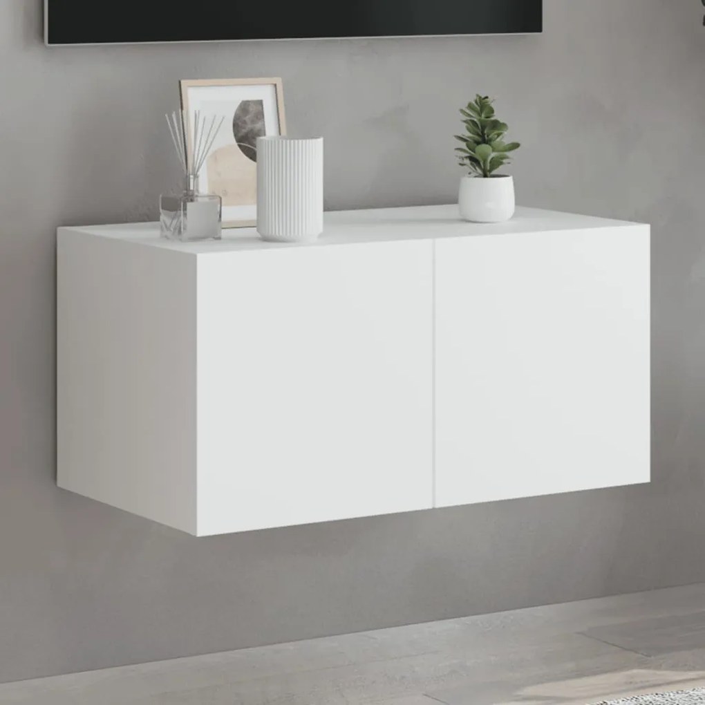 Mobile Tv A Parete Con Luci Led Bianco 60x35x31 Cm /