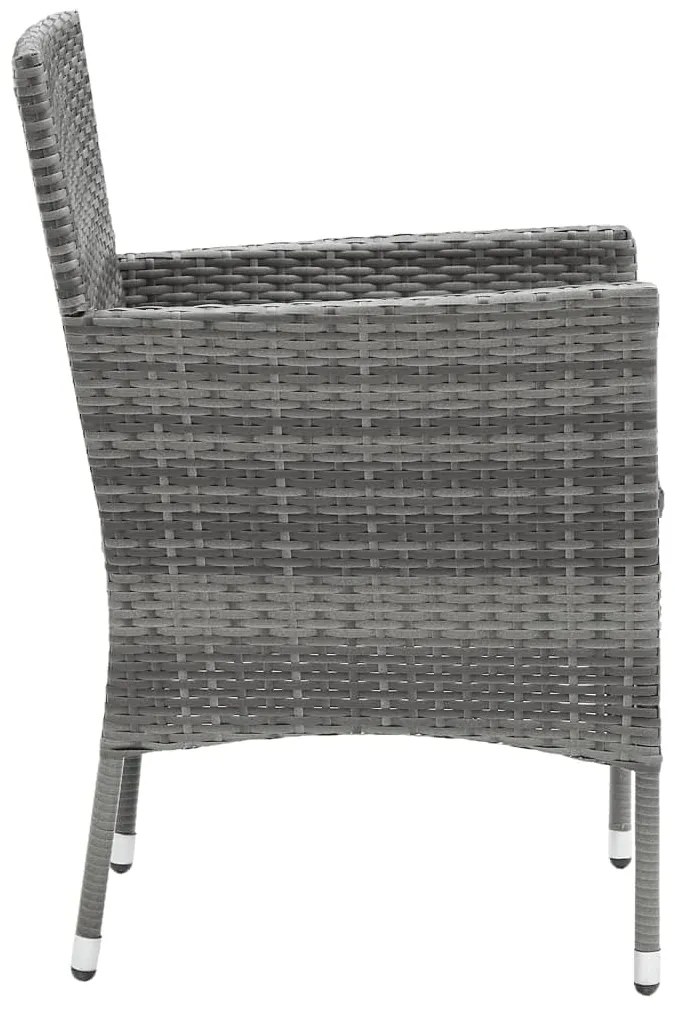 Set da Pranzo da Giardino 7 pz con Cuscini in Polyrattan Grigio