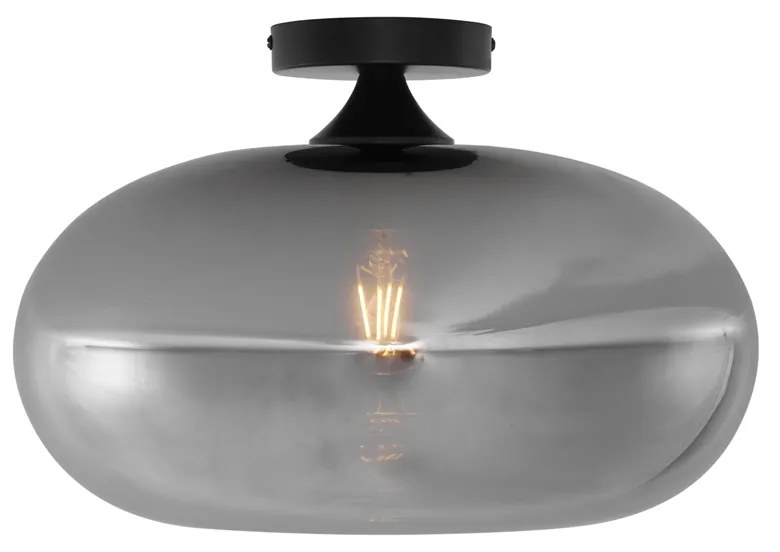 Lampada da soffitto Art Déco nera con vetro fumé 40 cm - Busa
