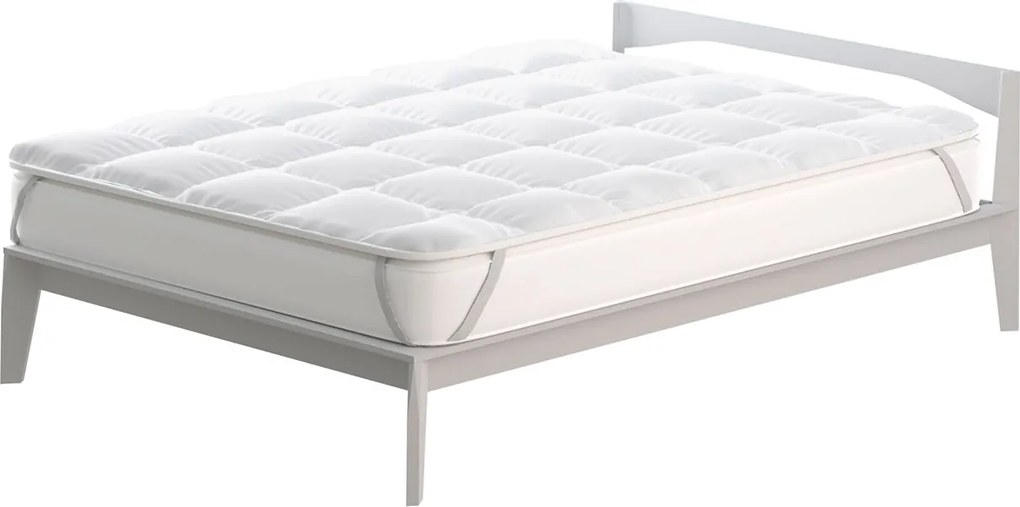 Topper Matrimoniale Trapuntato 300 gr/mq con Elastici Basic Bianco...