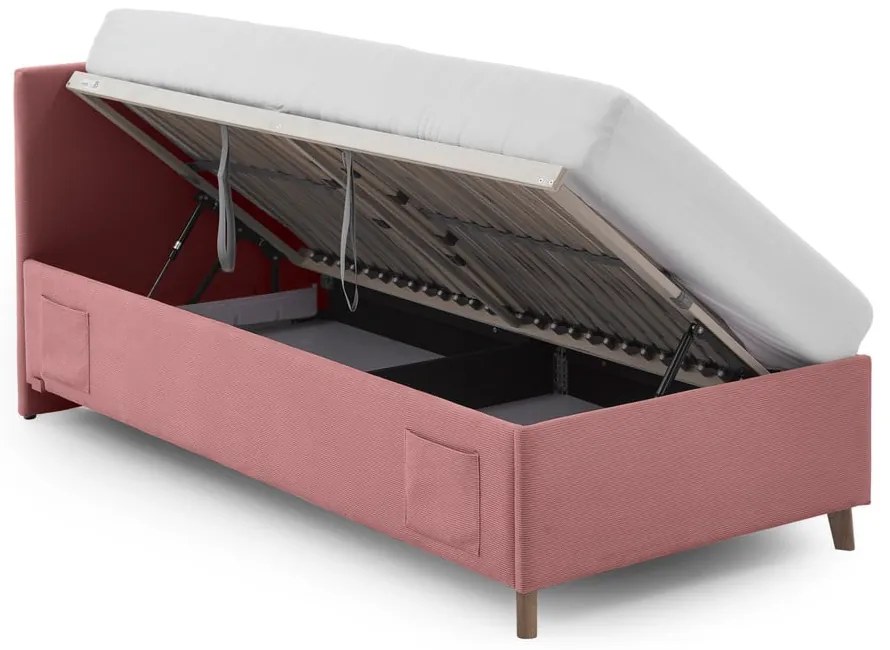 Letto da bambini rosa imbottito con contenitore con rete inclusa 90x200 cm Cool – Meise Möbel