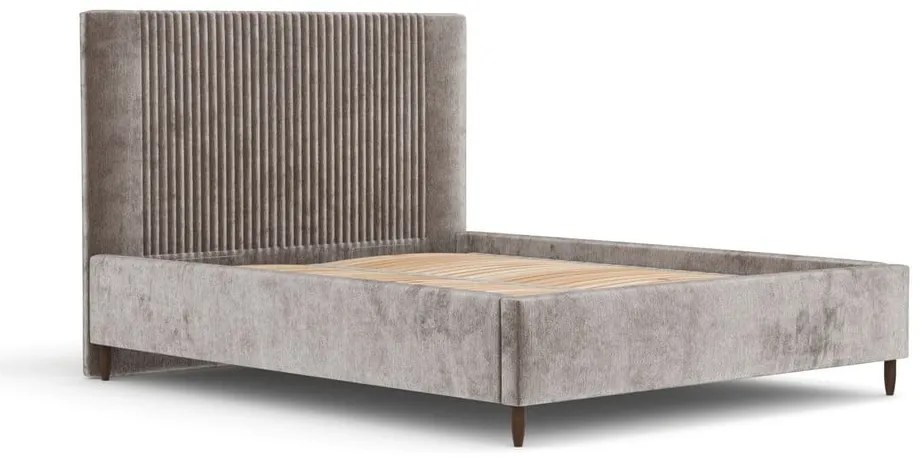 Letto matrimoniale imbottito beige con contenitore con rete inclusa 160x200 cm Etero – Maison de Rêve