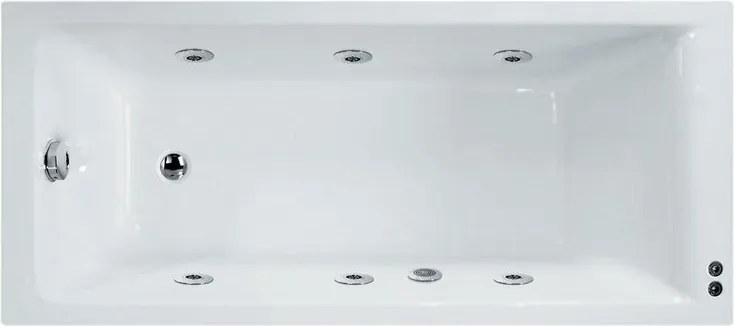 Vasca idromassaggio rettangolare Galaxy confort,bianco ,170, 75 cm, 6 bocchette, SANYCCES