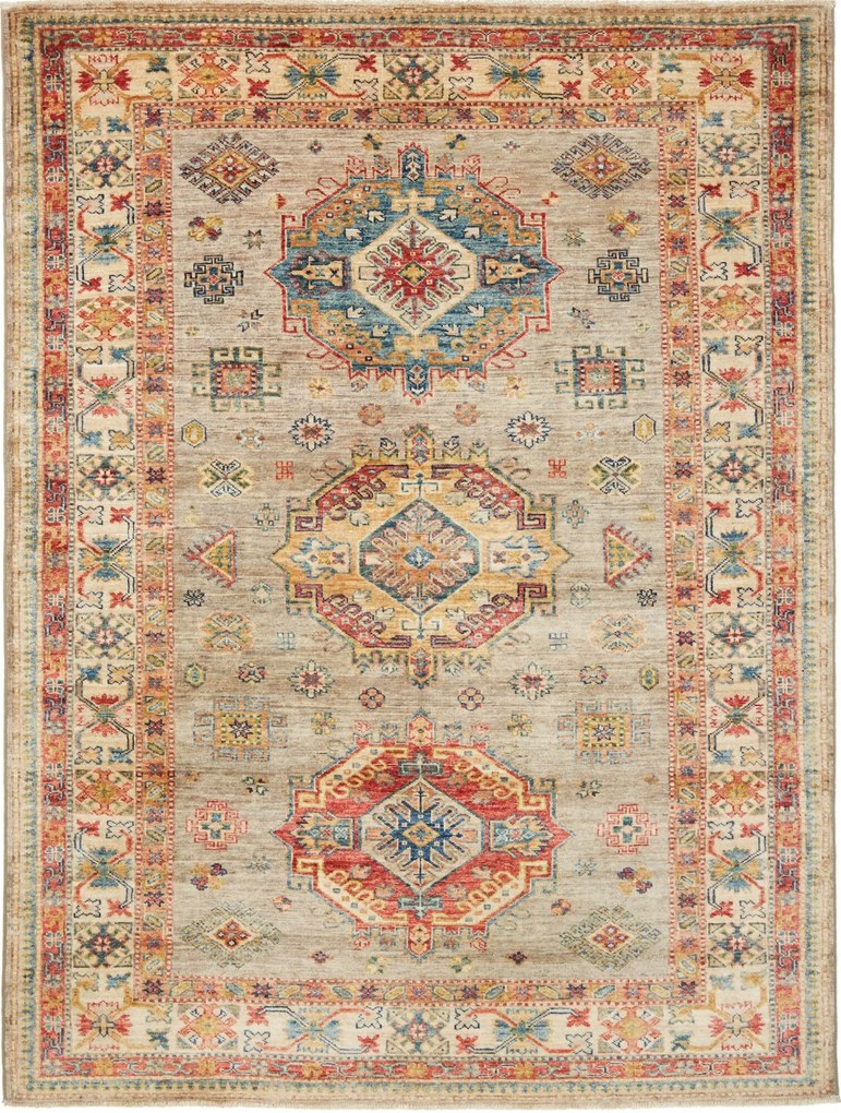 Kazak Tappeto 200x150 Beige (Pakistan) Annodato A Mano