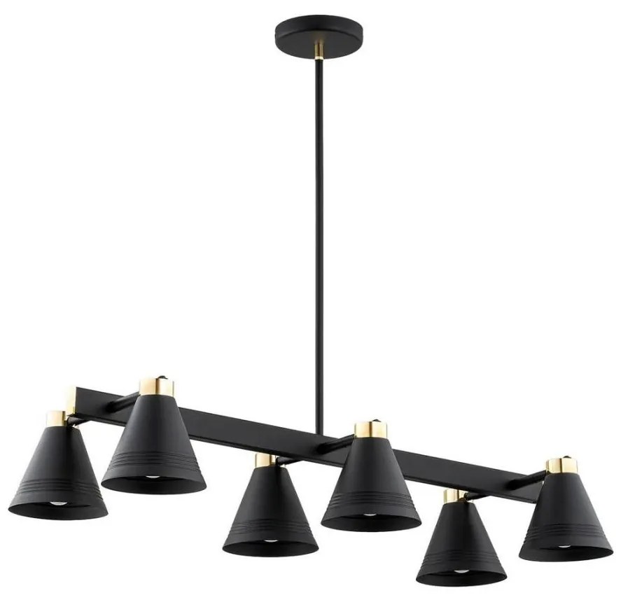 Argon 2552 - Lampadario su palo AVALONE 6xE27/15W/230V nero/oro