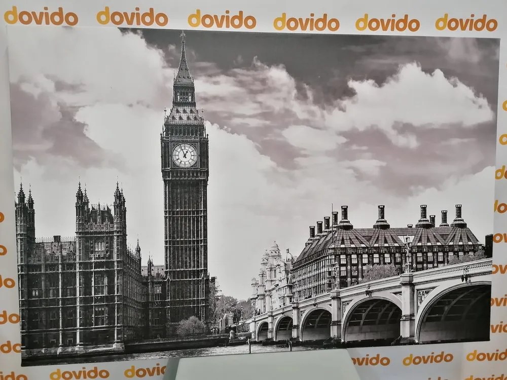 Stampa su tela – Big Ben a Londra in bianco e nero