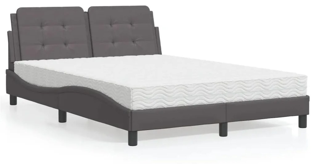 Letto Con Materasso Grigio 120x200 Cm İn Similpelle /