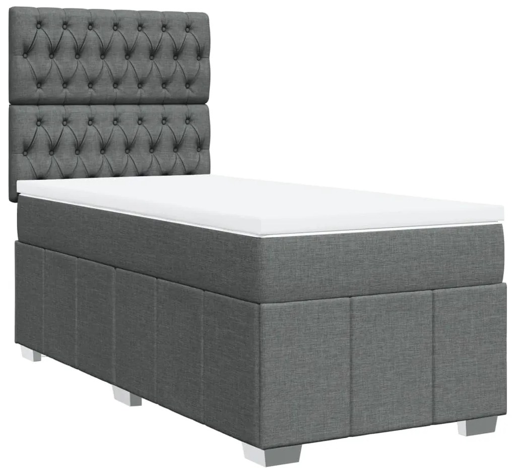 Giroletto a molle con materasso grigio scuro 80x200 cm tessuto