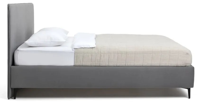 Letto matrimoniale imbottito grigio con materasso incluso/con rete inclusa 160x200 cm Noira Slim – Bonami Selection