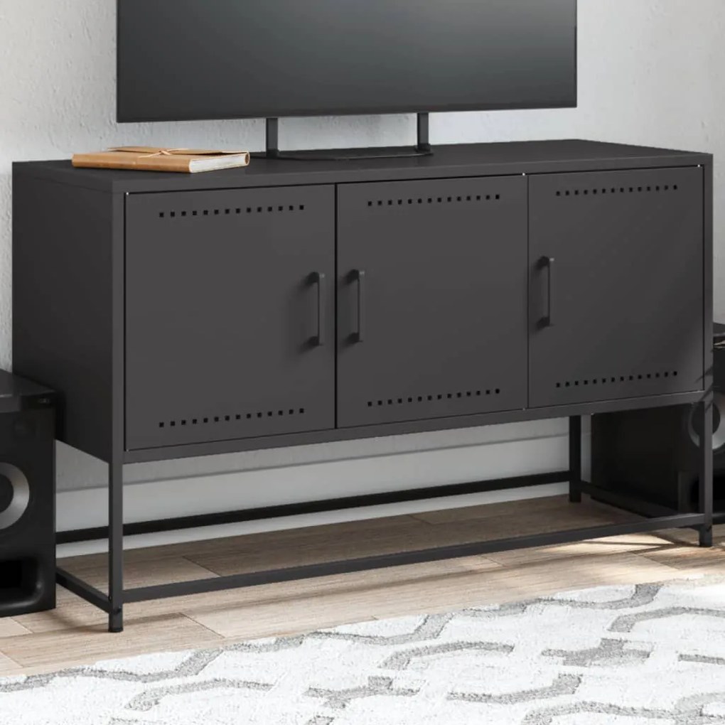 Mobile Tv Nero 100,5x39x60,5 Cm İn Acciaio /