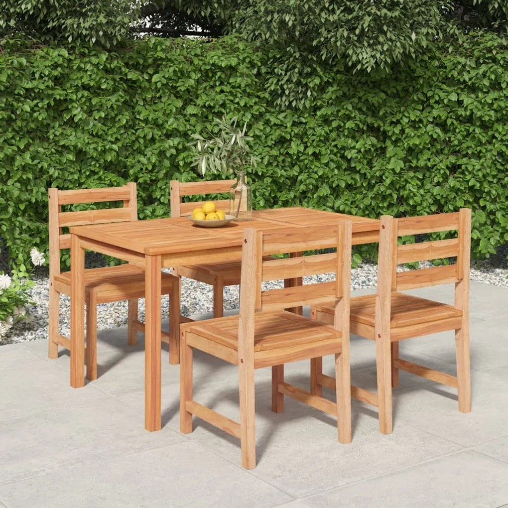 Set da pranzo per giardino 5 pz in legno massello di teak