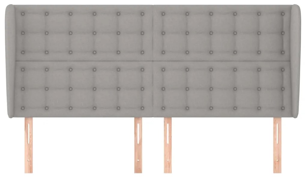 Testiera ad orecchio grigio chiaro 183x23x118/128 cm in tessuto