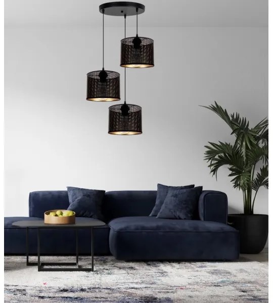 Lampadario a sospensione con filo ALDO 3xE27/60W/230V diametro 45 cm nero