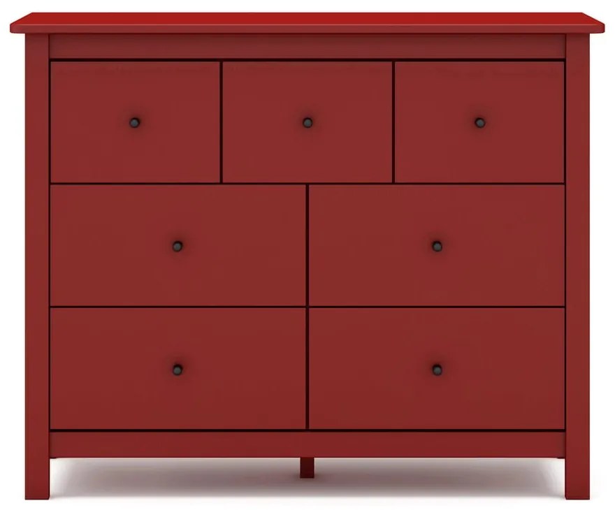 Cassettiera bassa rossa in legno di pino 110x80 cm Misti - Marckeric
