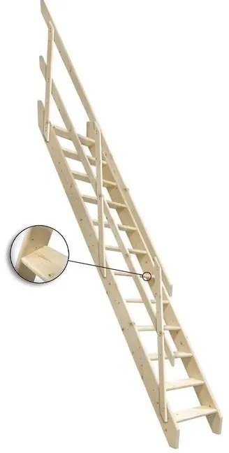 Scala dritta Kopenhaga larghezza 57.3 cm, con corrimano, struttura in legno pino