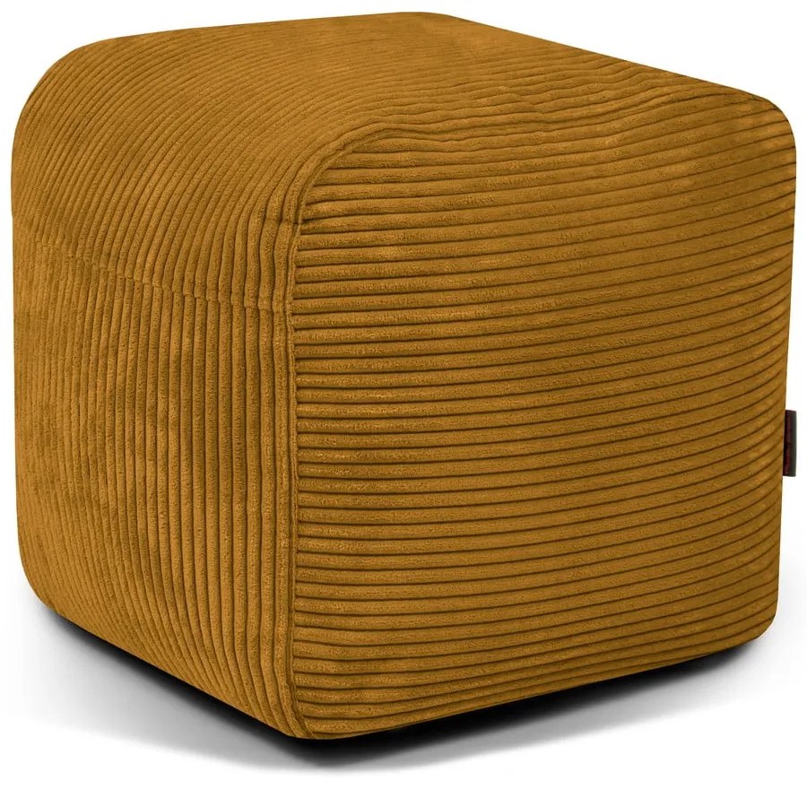 Puof a sacco color senape con rivestimento in velluto a coste Plus 50 Lounge – SLOWDOWN